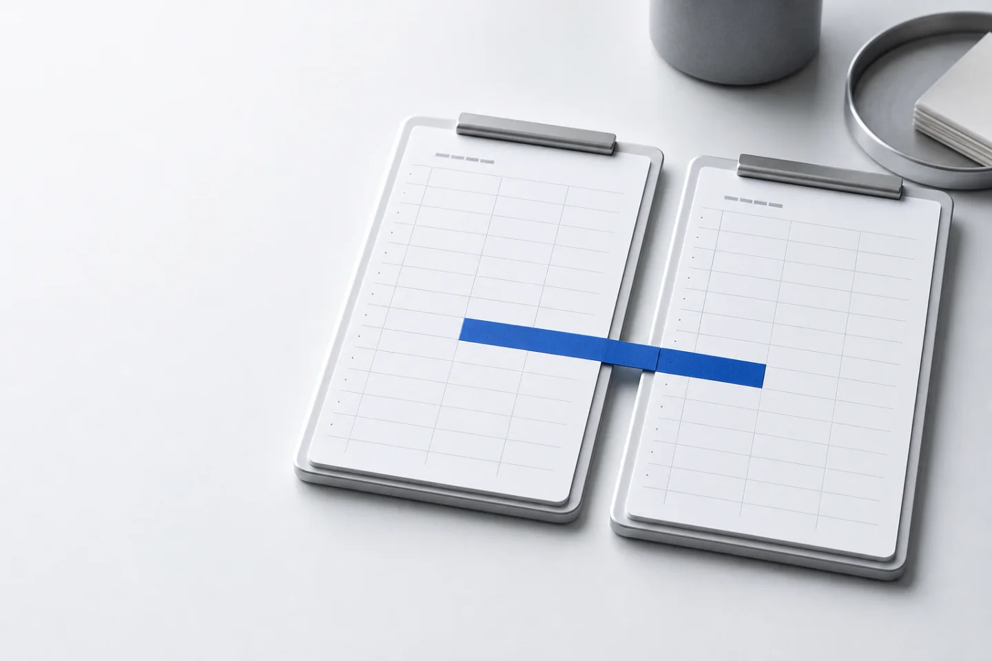 Two calendar surfaces connected by one private time block